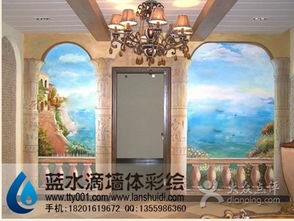 蓝水滴墙体彩绘与地坪工程 艺术与功能的完美融合