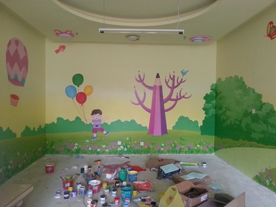 童梦天地 昆明西山区人民医院儿童病房墙体彩绘，绘就温暖疗愈空间